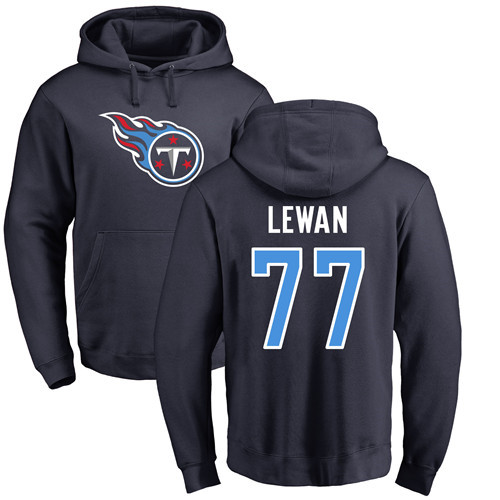 Tennessee Titans Men Navy Blue Taylor Lewan Name and Number Logo NFL Football #77 Pullover Hoodie Sweatshirts->tennessee titans->NFL Jersey